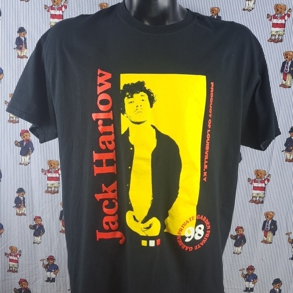 Official Jack Harlow Product of Louisville KY graphic XL black & yellow t-shirt